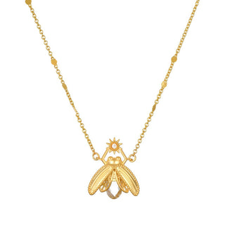 Satya Sacred Light White Topaz Firefly Necklace 16"