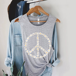 Floral Peace Graphic Women's Jersey Tank Top