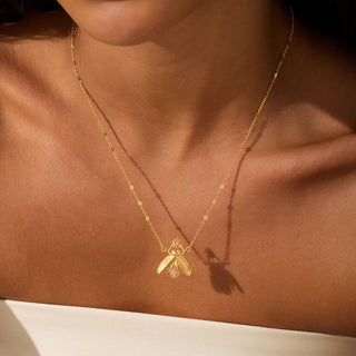 Satya Sacred Light White Topaz Firefly Necklace 16"