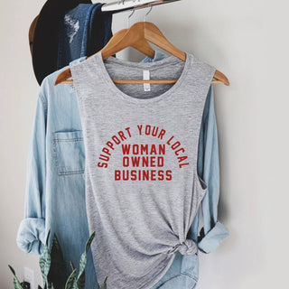 Yoga Tank Top Support Local Woman Typography Women Tee