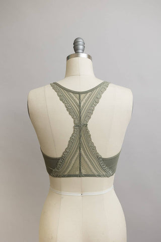 Lace Racerback Bralette - Romantic/Whimsical Design: Blue Gray