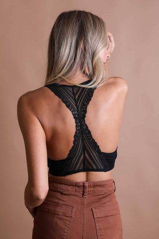 Lace Racerback Bralette - Romantic/Whimsical Design: Blue Gray