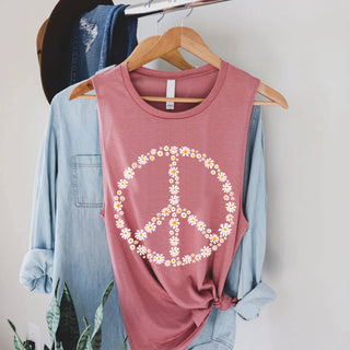 Floral Peace Graphic Women's Jersey Tank Top
