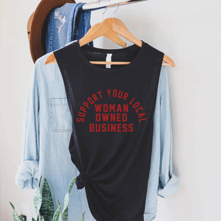 Yoga Tank Top Support Local Woman Typography Women Tee