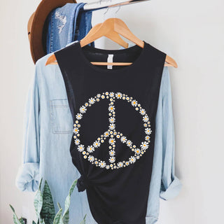Floral Peace Graphic Women's Jersey Tank Top