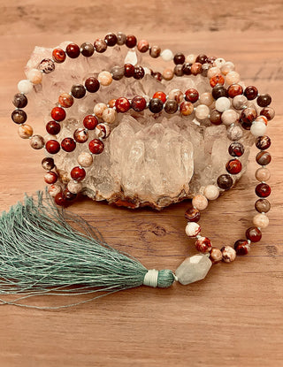 Brown Jasper & Howlite Mala