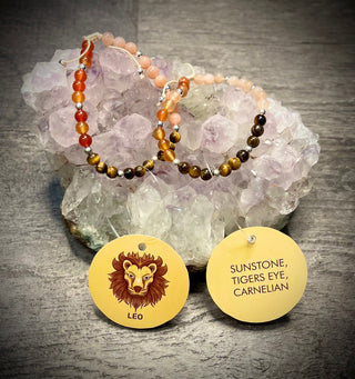 Leo Zodiac Bracelet - Sunstone, Tiger's Eye, Carnelian