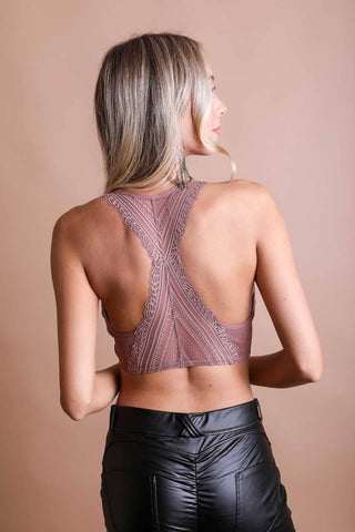 Lace Racerback Bralette - Romantic/Whimsical Design: Blue Gray
