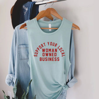 Yoga Tank Top Support Local Woman Typography Women Tee
