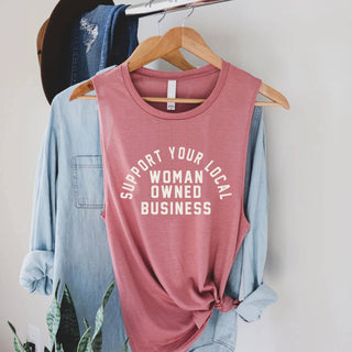 Yoga Tank Top Support Local Woman Typography Women Tee