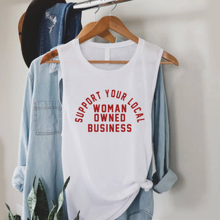 Yoga Tank Top Support Local Woman Typography Women Tee