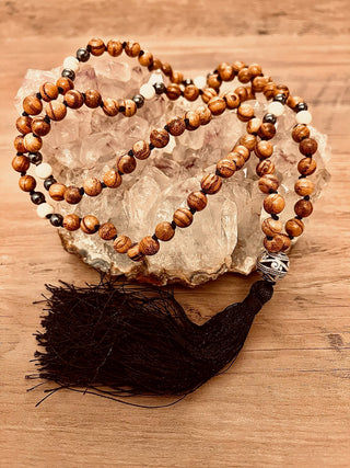 Wood & Hematite Mala