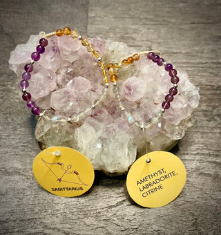 Sagittarius Zodiac Bracelet - Amethyst, Labradorite, Citrine